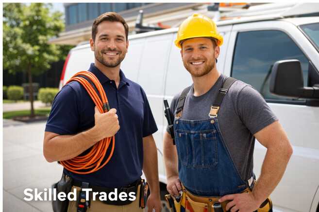 Professional contractor with branded service vehicle